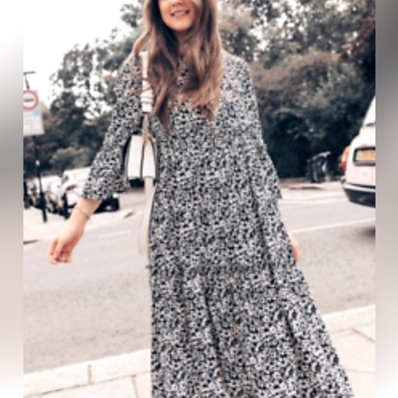 Zara Boho Black and White Patterned Dress - Picture 3 of 9